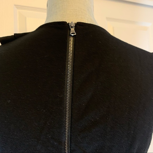 KOBE HALPERIN designer 6 black knit midi dress flattering top and waist accents - Picture 11 of 16